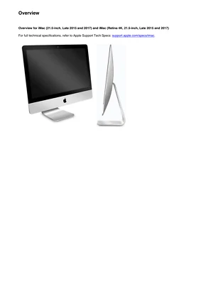 Apple iMac 21-inch Retina Late 2015 and 2017 Technician Guide Service Manual - Image 1 of 4