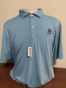 Johnnie-O Lyndon Mens 2XL Jungel Green Stripe Golf Polo Shirt NEW NWT club logo - Picture 1 of 6