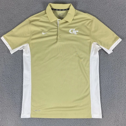 Georgia Tech Yellow Jackets Polo Shirt Mens Medium Gold Regular-Fit Nike Dri-Fit Cover