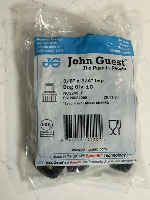John Guest - NC2249LF - 3/8" x 3/4" BSP Female Connector. 10 pcs. in bag - NEW