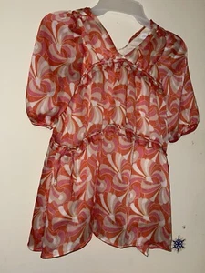 zara kids sz 6 orange raglan puff sleeve v-neck dress - Picture 1 of 2