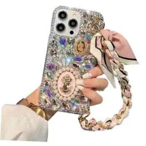 Compatible with iPhone 15 Pro Max Glitter Bling Case, Cute Luxury 3D Pink - Picture 1 of 7