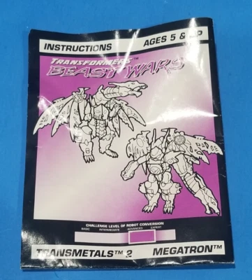 💥1999 MEGATRON INSTRUCTIONS Transmetals 2 Beast Wars Ultra Class Transformers💥 - Image 1 of 4