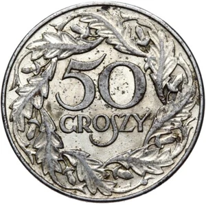 Poland GG - Coin - 50 Groszy Groschen 1938 - Rare - NICKEL PLATED IRON - Picture 1 of 2