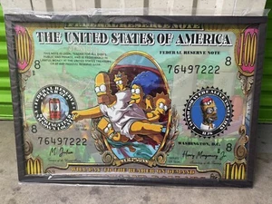 The Simpsons Dollar Bill 22 X 32 Inch Poster Frame - Picture 1 of 3