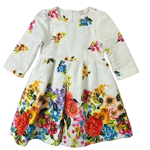 Mingjia Fairy Tale Dress Jacquard Floral Print L/S Pleated Girls size 130 = 5/6 - Picture 1 of 11