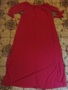 Carmen Maxikleid, durchsichtig, Ärmel zum Binden, Beinschlitz in Rot - Größe L - Bild 1 von 2