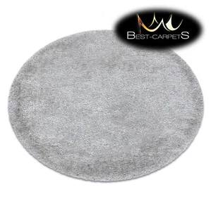 Amazing Modern Rug shaggy FLUFFY 5cm, circle, single-colour SILVER High Quality - Picture 1 of 6