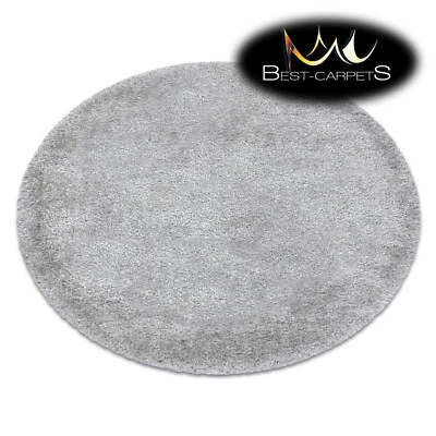 Amazing Modern Rug shaggy FLUFFY 5cm, circle, single-colour SILVER High Quality - Image 1 of 4