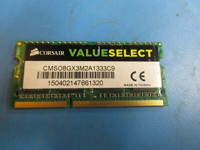 CORSAIR 4GB 1x4GB PC3-10600S DDR3-1333 204-Pin SODIMM CMSO8GX3M2A1333C9 - Image 1 of 2