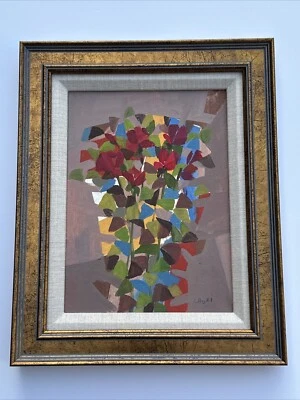 PINTURA CUBISTA ABSTRACTA MEDIADOS DE SIGLO Fausto Maria Casotti Cauri ITALIANA LISTADA Foto 1 de 4