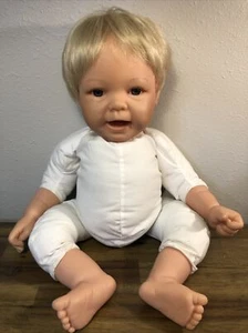 Lee Middleton Doll 2178 By Reva Blonde Hir Blue Eyes Mouth Open Weighted Body - Picture 1 of 5