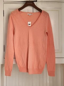Gap Women's Coral Wool Cotton V-Neck Sweater Lightweight NEW S Small - Picture 1 of 3