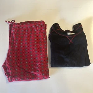 Karen Neuburger 2 Piece Pajama Set Women's Size 3X Top Pants Black Red - Picture 1 of 5