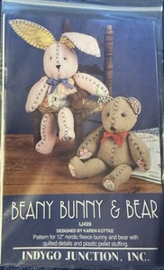 Indygo Junction pattern IJ499 Beany Bunny & Bear 12" tall uncut - Picture 1 of 2