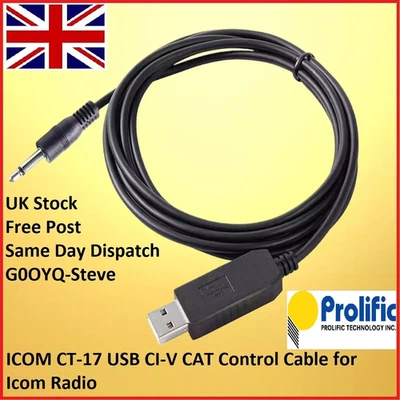 Icom CT-17 CI-V CAT Cavo di programmazione IC-7300 IC-7400 IC-7600 IC-7700 IC-7800   - Immagine 1 di 2