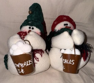Juego de muñeco de nieve con peso de encaje country 2 “bolas de nieve 3¢” decoración rústica de Navidad 7” - Imagen 1 de 8