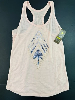 Old Navy Active Pink Burnout Palm Tree Graphic Tank Top Size XS Go Dry Thin NEW - Image 1 of 4