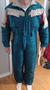 Vintage Men's Innsbruck Ski Suit Snowsuit One Piece Teal Green XL - Picture 1 of 7