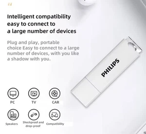 Unidad Flash USB Phillips 8 GB, expansión de almacenamiento para fotos, música, archivos EE. UU. - Imagen 1 de 4