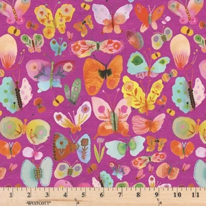 Sweet Somethings Butterflies Delight PWCG021.Magenta Cotton Fabric By  half yard - Picture 1 of 1