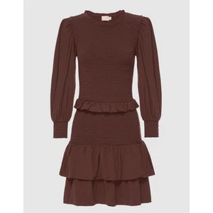 Nation LTD Abby Smocked Mini Dress Women Small Maueve Long Sleeve Ruffle Detail - Picture 1 of 11