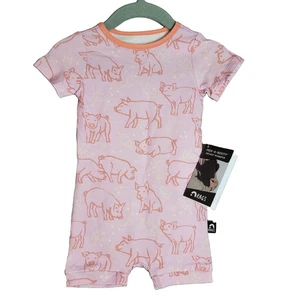 Rags Pigs Peek A Booty Infant Romper 3-6m Cotton Modal Short Sleeve Pink - Picture 1 of 5