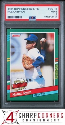 1991 DONRUSS HIGHLIGHTS #BC-15 NOLAN RYAN RANGERS HOF PSA 9 - Image 1 of 2