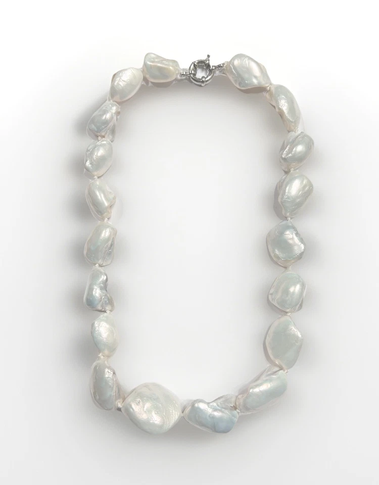 "Enorme collar de perlas barrocas Keshi renacidas blancas naturales del Mar del Sur de 20-25 mm 18""" Foto 1 de 4