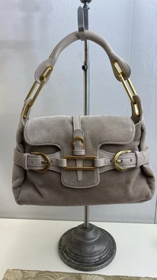 Bolso Jimmy Choo de terciopelo y cuero pequeño con asa superior para mujer hermoso color tostado Foto 1 de 4