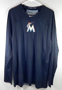 Camisa Atlética Negra Nueva XXL Emitida por el Equipo Profesional Nike de los Miami Marlins Escala de Pescado - Imagen 1 de 3