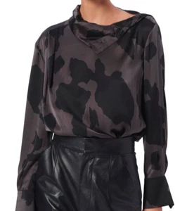 Equipment Aphrielle Mock Turtleneck Silk Blouse Periscope True Black Medium NWT - Picture 1 of 5
