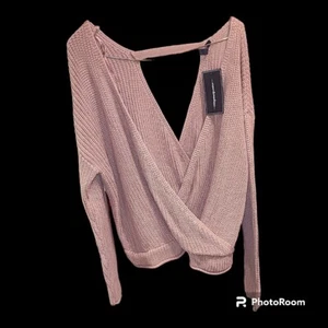 NUEVO CON ETIQUETAS Moon & Madison malva manga larga estilo envolvente suéter espalda abierta  - Imagen 1 de 3