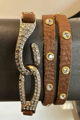 Pulsera/collar envolvente de cuero y circonitas cúbicas-joyería de moda Foto 1 de 4