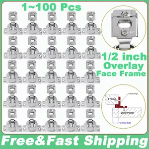 1/2" Overlay Soft Close Face Rahmen 105° Kompakt Tür Schrank Scharniere Handware Posten - Bild 1 von 14