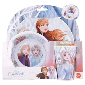 Frozen Kids Childrens BPA Free 3pcs Breakfast Dinner Set Plato, Tazón y Copa - Imagen 1 de 5