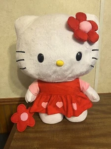 Hello Kitty Large 20” Standing Plush Red Heart Dress Flower 2014 Valentines Day - Picture 1 of 5