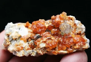 33g Top ! Spessartine Garnet with Smoky Quartz Crystal Mineral Specimen - Picture 1 of 12