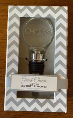 Tapón de botella de vino iluminado LED Cheers By Twos Company ~ Caja de regalo ~ NUEVO Foto 1 de 4