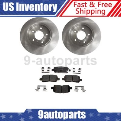 Rotores de freio a disco traseiros + pastilhas de freio de cerâmica para 2011 2012 2013 Chevrolet Impala - Imagem 1 de 4