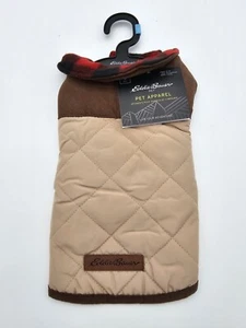 Eddie Bauer Pet Apparel Logo Dog Coat Jacket Brown Plaid Size, Small  - Picture 1 of 5