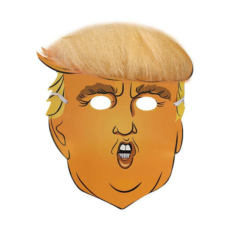 Donald Trump Mask & Hair on Elasticated String - Face Card A4 Fancy Dress Mens - Image 1 of 1