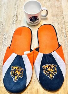 Chicago Bears Mens Slippers Forever Brand Size 13-14/XL + Bonus Bears Coffee Mug