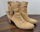 Peter Nappi Ankle Boots Tan Leather Classic Buckle Leather Suede Women's 7 EU 38