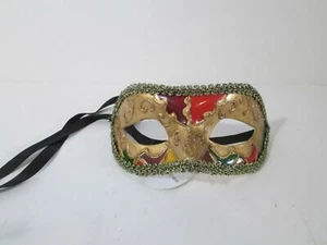 KBW Fancy Gold Red Green Mask Masquerade Party Mardi Gras Cosplay - Picture 1 of 2