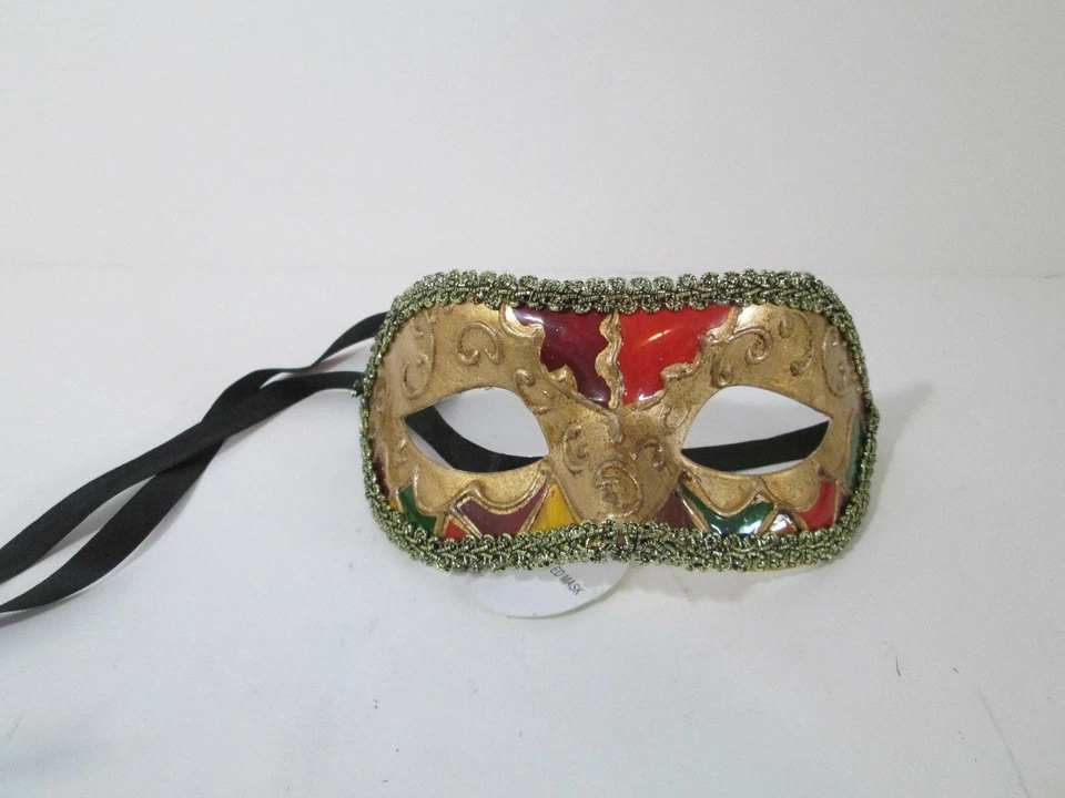 KBW Fancy Gold Red Green  Mask  Masquerade Party Mardi Gras Cosplay - Image 1 of 2