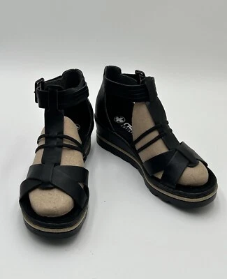 Rieker Antistress Sandal US 8.5 Open Toe Close Heel Ankle Wrap Wedge Black EU 39 - Imagem 1 de 4