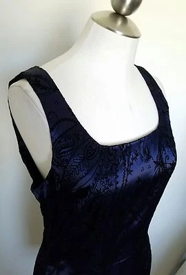 Juniors All That Jazz Vestido Paisley Azul Negro Satinado Terciopelo Talla 9/10 A11 Foto 1 de 4