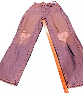 Wild Fable Medium Blue Jeans Sz 4 Women's Super High Rise Distressed Baggy Jeans - Picture 1 of 11