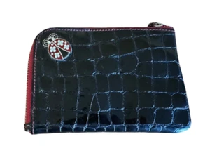 Brighton Leather Wallet Swarovski Crystals Ladybug Faux Black Croc, Card Slots - Picture 1 of 9